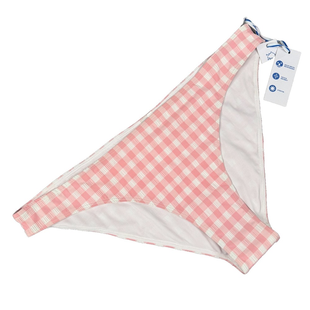 Southern Tide Bikini Bottom Womens XL Pink White Gingham Swim Beach Coastal NWT